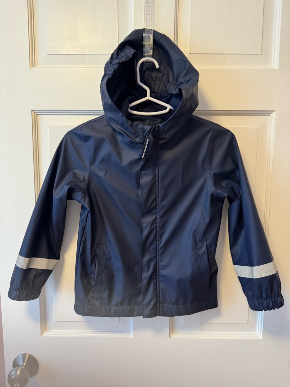 Cat & Jack Navy Blue Kids Hooded Rain Jacket with Reflective Cuffs